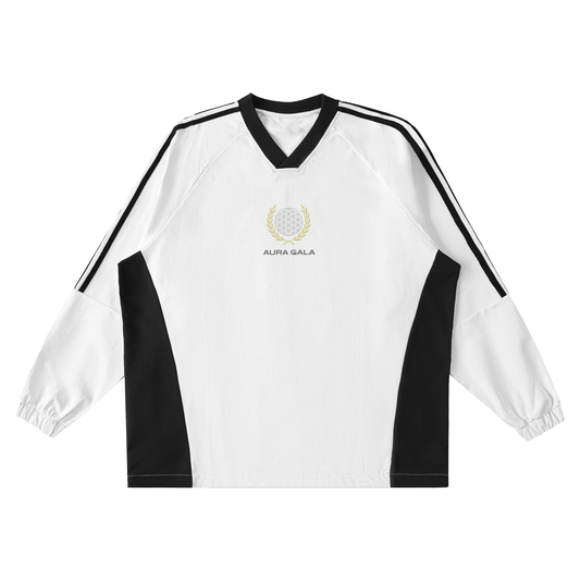 Color-Block V-Neck Long-Sleeve T-Shirt